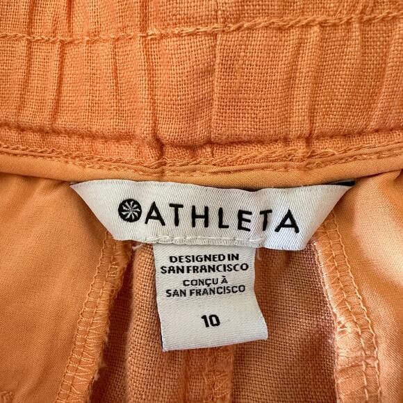 ATHLETA | Cabo Peach Coral Linen Cuff Leg Shorts Pull-on | Size 10 - Picture 2 of 5